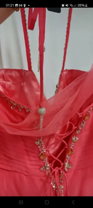 Abito cerimonia rosa corallo taglia XS