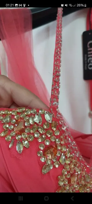 Abito cerimonia rosa corallo taglia XS