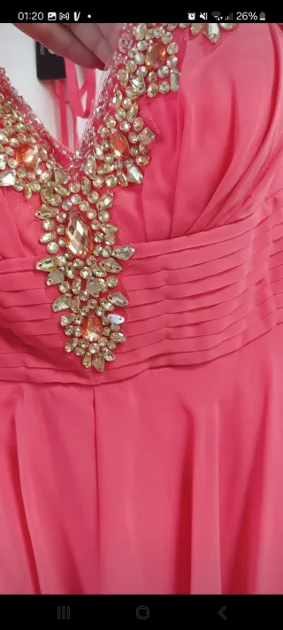 Abito cerimonia rosa corallo taglia XS