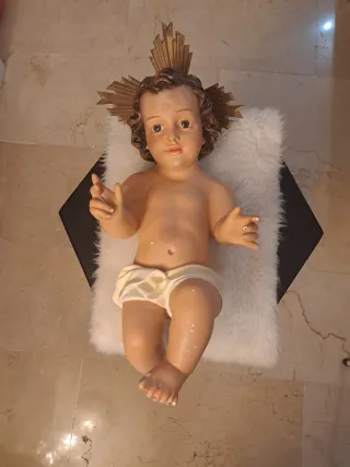 Gran figura Niño Jesús escayola con ojos cristal