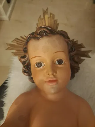 Gran figura Niño Jesús escayola con ojos cristal