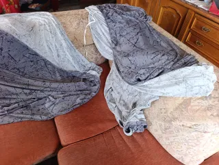 Sofá modular tela beige y rosa