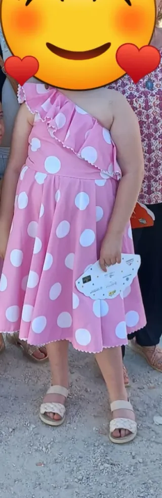 Vestido Flamenca Lunares Rosa