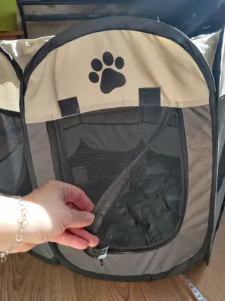 Recinto pieghevole per animali Beige/Nero