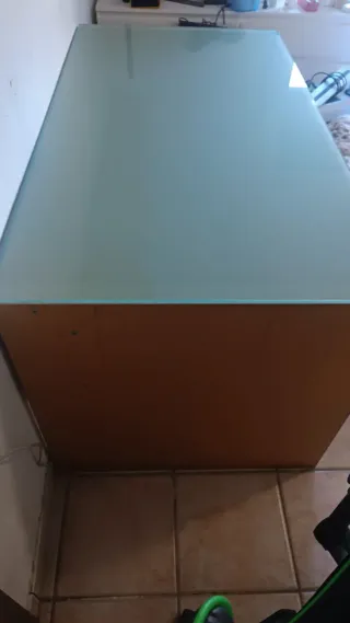 Mesa escritorio haya con cristal