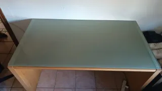 Mesa escritorio haya con cristal