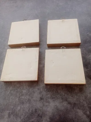 Set 4 Quadretti Vintage Foglia Oro