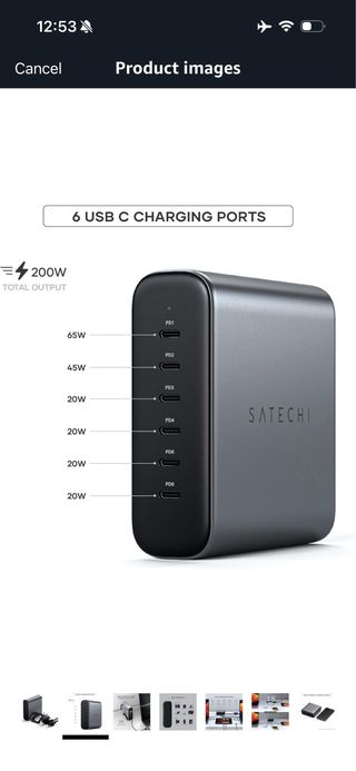 SATECHI 200W GAN USB C Charger with 6 USB C Ports