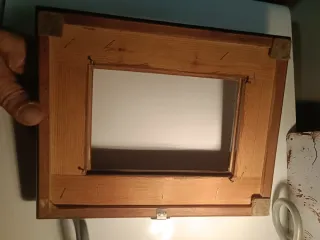 2 Cornici Legno Massello Intarsiate Foglie