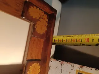 2 Cornici Legno Massello Intarsiate Foglie