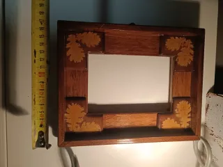 2 Cornici Legno Massello Intarsiate Foglie
