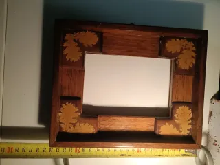 2 Cornici Legno Massello Intarsiate Foglie