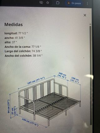 Diván Fyresdal Ikea Negro Metal