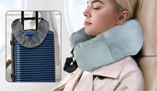 Almohada de viaje con compartimento para ropa