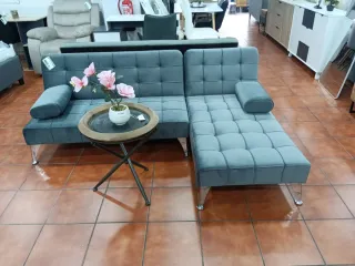 Sofá Cama Chaise Longue Gris 198cm