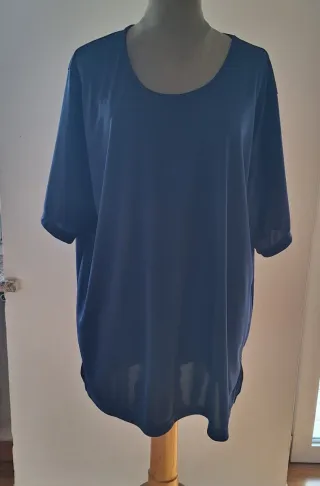 Maglia blu maniche corte con spacchi