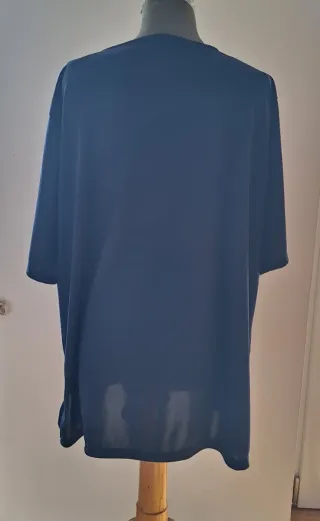 Maglia blu maniche corte con spacchi