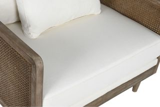 Sillón Ratan Marrón cojines blanco roto 93x86x88