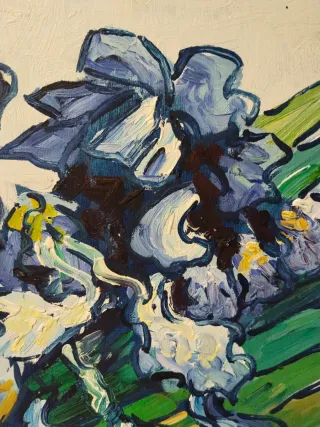 Cuadro de flores azules y verdes