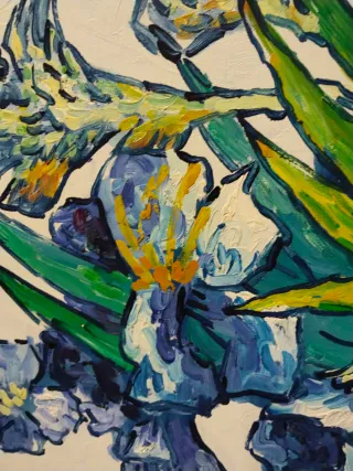 Cuadro de flores azules y verdes