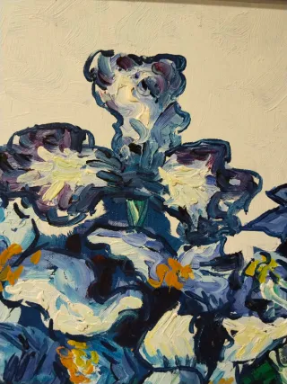 Cuadro de flores azules y verdes