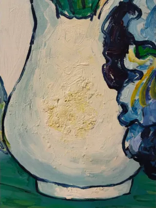 Cuadro de flores azules y verdes