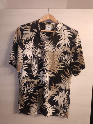 Camisa Zara Estampada Manga Corta Talla L