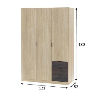 Armario 3 puertas + 3 cajones roble