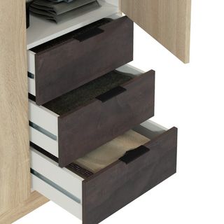 Armario 3 puertas + 3 cajones roble