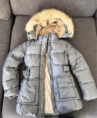 Abrigo plateado niña con capucha