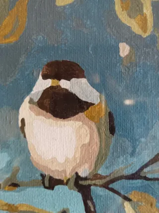 Cuadro de pájaros y flores