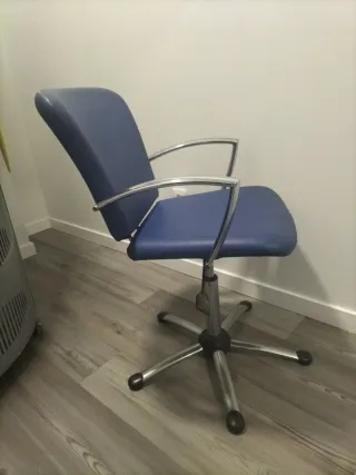 3 Sillas Peluquería Azul/Plata