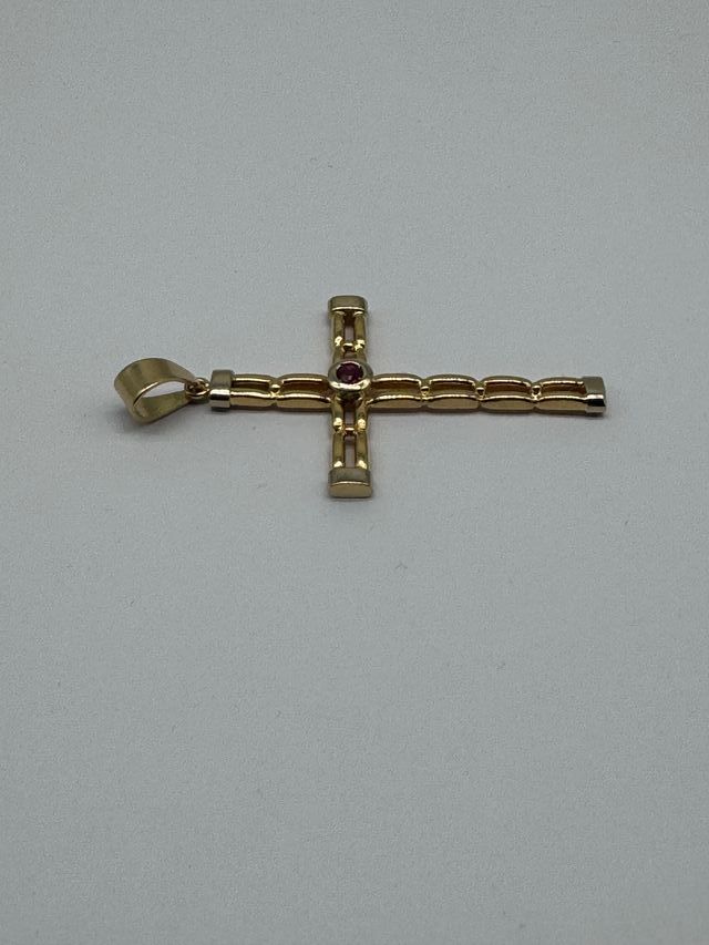 03-0043 CRUCIFIJO ORO PIEDRAS ROJAS