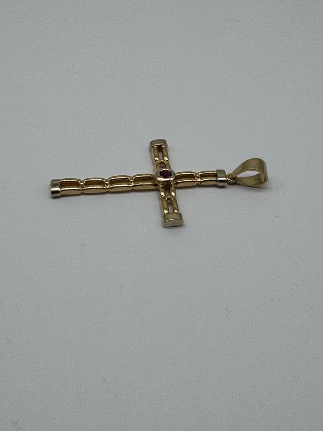 03-0043 CRUCIFIJO ORO PIEDRAS ROJAS