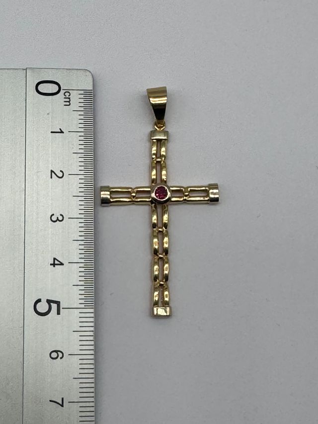 03-0043 CRUCIFIJO ORO PIEDRAS ROJAS