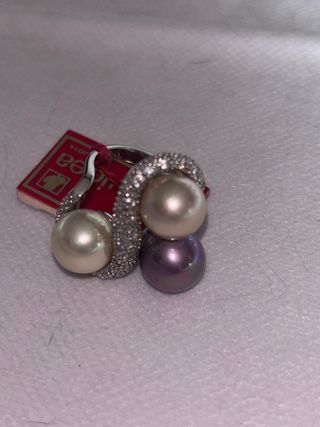 Anillo Plata Ley 925 Perlas majóricas Talla 18