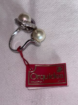 Anillo Plata Ley 925 Perlas majóricas Talla 18