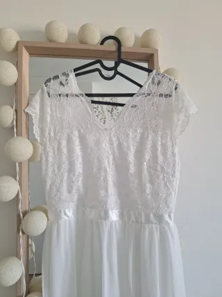 Vestido largo blanco encaje