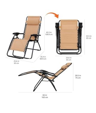 Silla tumbona beige Amazon Basics