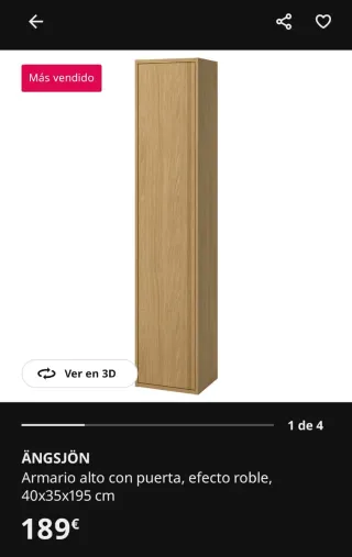 Armario alto baño madera - IKEA ANGSJON