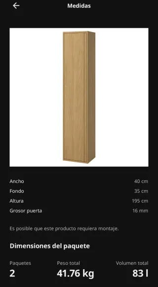 Armario alto baño madera - IKEA ANGSJON