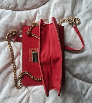 Borsetta donna tracolla oro e rossa