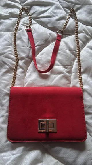 Borsetta donna tracolla oro e rossa