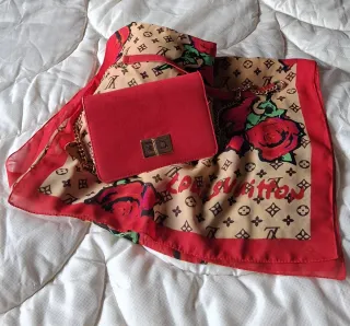 Borsetta donna tracolla oro e rossa