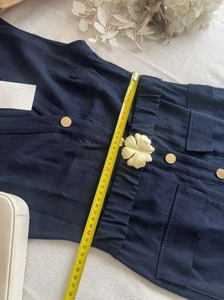 Vestido Zara Midi Lino Botones Dorados