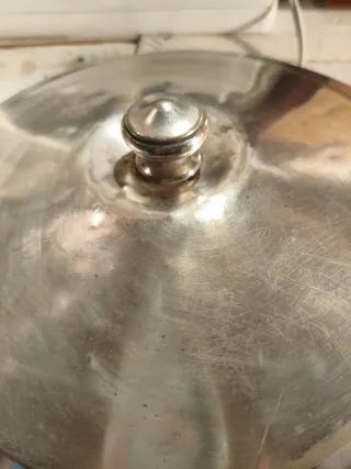 Tapa antigua metal plateado/alpaca