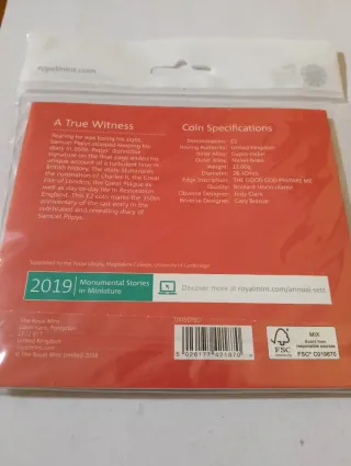 2 Libras Samuel Pepys Royal Mint