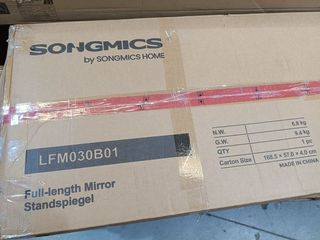 SONGMICS Espejo de Cuerpo Entero, 165 x 60 cm, Espejo de Pie Rectangular con Soporte, con Marco de Aleación de Aluminio, Cristal Templado, para Dormitorio, Salón, Vestuario, Navidad, Negro Tinta