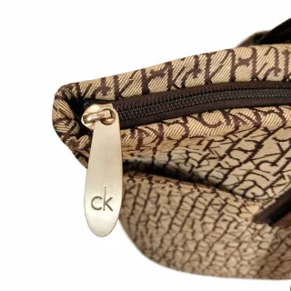 Borsa Calvin Klein Monogram CK Canvas Beige/Marron