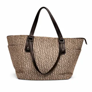 Borsa Calvin Klein Monogram CK Canvas Beige/Marron
